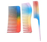 Hair Comb Set 3PCS | Electroplate Styling Combs for All Hair Types | Wide Tooth & Pointed Tail Comb for Salon/Home/Travel | Static Control & Heat Tolerant