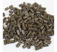 HAIR DE VILLE Anelli in rame foderati in silicone con micro tubi, link per colla a punta I, extension per capelli (500 pezzi, 4 mm, marrone)