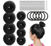 Hair Donut Bun Maker Set, 53X Styling Ring Tools Kit, 2.17 Inches Quick Accessory & Combs Clips Bands, Elegant Twister Formers for Costume Rehearsals, Party Stylish, Dance
