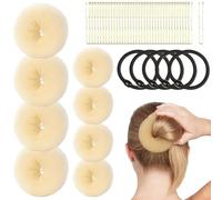 Hair Donut Bun Maker Set, 53X Styling Ring Tools Kit, 2.17 Inches Quick Accessory & Combs Clips Bands, Elegant Twister Formers for Costume Rehearsals, Party Stylish, Dance