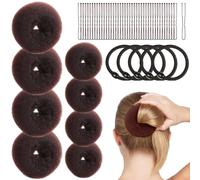 Hair Donut Bun Maker Set, 53X Styling Ring Tools Kit, 2.17 Inches Quick Accessory & Combs Clips Bands, Elegant Twister Formers for Costume Rehearsals, Party Stylish, Dance