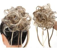 Hair extension, Bun Hair Piece Synthetic Messy Bun Hair Piece Curly Hair Bun Extensions with Straight Tails Elastic Band Curly Chignon False Hairpieces Ponytail Extensions(Silver)