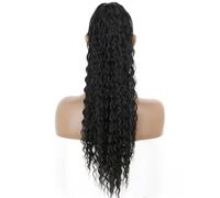 Hair extension, Ponytail Hair Extension Long Wave Curly Drawstring Ponytail 22" Synthetic Clip In Ponytail Extensions(Black)