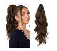 Hair Extensions Coda Cavallo Ondulata Sintetica Uso Quotidiano Alle Feste, Estensione Con Capelli Lunghi E Ondulati, Artiglio, Clip In Posticci Sintetici For Donne(Chocolate Brown)