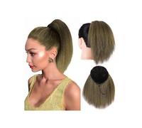Hair Extensions Coda di cavallo dritta crespa da 10 pollici Afro Puff Yaki Estensione coda di cavallo con coulisse dritta for donne nere Coda di cavallo falsa sintetica(Light Auburn)