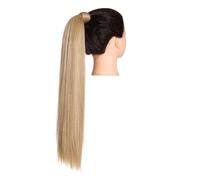 Hair Extensions Codino avvolgente biondo lungo liscio sopra la testa coda di cavallo sintetica estensione dei capelli lisci con clip in parrucca finta(California blonde,32inches)