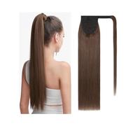 Hair Extensions Estensione Della Coda Di Cavallo Da 16-26 Pollici Capelli Umani Marrone Scuro Lungo Dritto Avvolgere La Clip Remy Nelle Estensioni Dei Parrucchino(24inches)