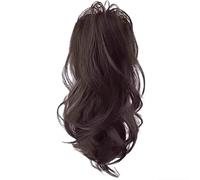 Hair Extensions Extension for capelli con clip a artiglio da 16 pollici, coda di cavallo ondulata, coda di cavallo Yaki spessa e soffice sintetica, posticci for donne(Dark Brown)