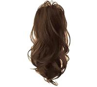 Hair Extensions Extension for capelli con clip a artiglio da 16 pollici, coda di cavallo ondulata, coda di cavallo Yaki spessa e soffice sintetica, posticci for donne(Light Brown)