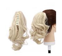 Hair Extensions Extension For Capelli Sintetici Corti E Ondulati Con Coda Di Cavallo, Colore Nero E Marrone, Con Artiglio E Mascella, For Parrucchino, Con Clip, For Donne(Bleach blonde,18inches)