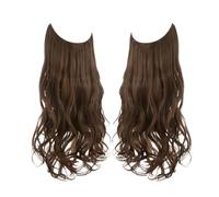Hair Extensions Extension for capelli sintetici senza clip, capelli finti, ricci e ondulati naturali, pezzo di capelli finti for donna(Medium Ash Brown,16inches)
