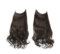Hair Extensions Extension for capelli sintetici senza clip, capelli finti, ricci e ondulati naturali, pezzo di capelli finti for donna(Dark Brown,18inches)