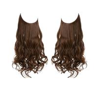 Hair Extensions Extension for capelli sintetici senza clip, capelli finti, ricci e ondulati naturali, pezzo di capelli finti for donna(Light Brown,18inches)