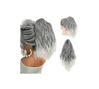 Hair Extensions Extension for coda di cavallo, 13" clip in coda di cavallo con artiglio corto ondulato riccio, extension for capelli sintetici naturali for donne(Grey+White)