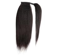 Hair Extensions Extension for coda di cavallo con capelli umani, ricci e lisci, da 12 a 26 pollici, con clip, colore nero naturale, for donne.(18inches 120g)