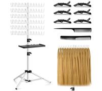 Hair Rack intrecciato Rack per treccia a due lati 144 pioli Rack per estensione dei capelli Strumento per lo styling dei capelli regolabile in altezza per parrucchiere Viaggi,Bianca