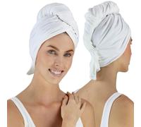 Hair RePear Asciugamano per capelli in cotone di alta qualità, anti crespo, asciugamano per capelli bagnati, per donne, capelli ricci, ondulati e lisci (bianco, 73,7 x 114,3 cm)