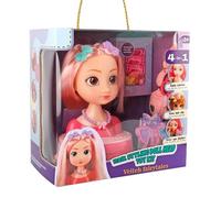 Hair Salon Girls Toys, Beauty Set Kit, Hairstyling Dress Up , Colorful Accessories with Ear Studs, 7.2 Inches, Sturdy, Curling Iron Hairpins, For Home Kindergarten Fun