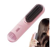 Hair Straightener Brush - Cordless USB Rechargeable for Easy Styling | Lightweight Anti-Scald Comb for Girls Women Wife Girlfriend Travel Home School Vacation Business Quick Smooth Hair Straightening
