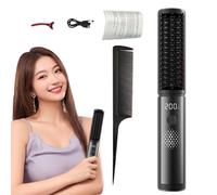 Hair Straightener Brush, Heated Flat Iron Styling Tool, Black Color, 4 Temperature Settings, Fast Heating Design, Anti-Frizz Shine Enhancer for Women Girls Home Travel Salon Use