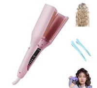Hair Styling Tool with Negative Ionic Technology, 3D Curling Iron Double-Sided Heating, Lasting in 24 Hrs for Women (Pink)