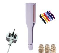 Hair Styling Tool with Negative Ionic Technology, 4 Gears Double-Sided Heating, French Curl 3d Curling Iron, 32mm Curling, Long-Lasting Smooth Waves, for Travel & Home (Purple,UK Standard)