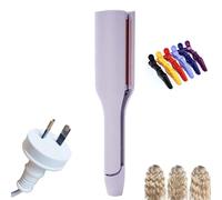 Hair Styling Tool with Negative Ionic Technology, 4 Gears Double-Sided Heating, French Curl 3d Curling Iron, 32mm Curling, Long-Lasting Smooth Waves, for Travel & Home (Purple,Australian Standard)