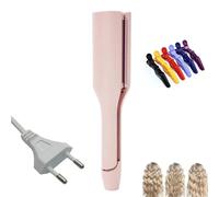 Hair Styling Tool with Negative Ionic Technology, 4 Gears Double-Sided Heating, French Curl 3d Curling Iron, 32mm Curling, Long-Lasting Smooth Waves, for Travel & Home (Pink,European Standard)