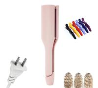 Hair Styling Tool with Negative Ionic Technology, 4 Gears Double-Sided Heating, French Curl 3d Curling Iron, 32mm Curling, Long-Lasting Smooth Waves, for Travel & Home (Pink,US Standard)