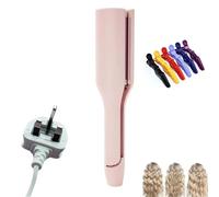 Hair Styling Tool with Negative Ionic Technology, 4 Gears Double-Sided Heating, French Curl 3d Curling Iron, 32mm Curling, Long-Lasting Smooth Waves, for Travel & Home (Pink,UK Standard)