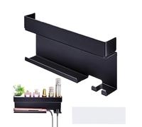 Hair Tool Organizer Wall Mount, Double-Layer Curling Iron Holder, Sturdy Heat-Resistant Storage Rack, Space-Saving Metal Design (Black), for Curling Wands, Hairdryers, Lipstick, Bathroom Accessories