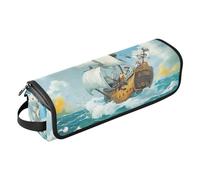 Hair Tools - Borsa da viaggio con cuscinetto resistente al calore, a doppio strato, per ferri da stiro, piastre, arricciacapelli, nave pirata, blu mare