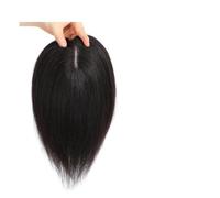 Hair Toppers 12x13 cm Toppers veri capelli umani for le donne Clip di capelli umani dritti su parrucche con frangia Topper in pizzo parrucchino Densità 150%(12inch,Black No Bangs)