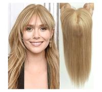 Hair Toppers 4"x5.5" Parrucche con Topper in Veri Capelli Umani con Frangia Base in Seta Clip Pezzi Topper Capelli Lisci for Donne Extension for Capelli(10 inch,Honey Blonde)