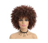 Hair Toppers Parrucca riccia afro crespa for capelli corti con frangia Parrucche sintetiche africane for le donne(Light brown)