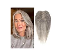 Hair Toppers Parrucche con frangia in capelli sintetici da 10 pollici, clip in base di seta da 11x8 cm, capelli lisci for estensione dei capelli da donna(Silver gray)