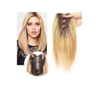 Hair Toppers Parrucche con frangia in capelli sintetici da 10 pollici, clip in base di seta da 11x8 cm, capelli lisci for estensione dei capelli da donna(Brown+dark Blonde)