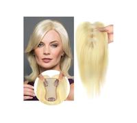 Hair Toppers Parrucche con frangia in capelli sintetici da 10 pollici, clip in base di seta da 11x8 cm, capelli lisci for estensione dei capelli da donna(Blonde)