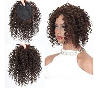 Hair Toppers Topper for capelli ricci afro corti sintetici, castano biondo, colore misto, pezzo di capelli for donne e uomini, for aumentare il volume dei capelli(Light Brown)