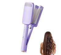 Hair Waver Crimper, Waver Curling Iron, Beach Waves Curling Wand, Ionic Deep Hair Curler Tool with Ceramic 3 Barrel for Women, Adjustable temperature, Fast Heat Up (Purple)