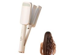 Hair Waver Crimper, Waver Curling Iron, Beach Waves Curling Wand, Ionic Deep Hair Curler Tool with Ceramic 3 Barrel for Women, Adjustable temperature, Fast Heat Up (beige)