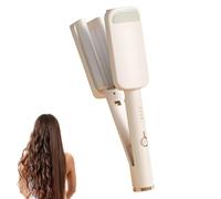 Hair Waver Crimper, Waver Curling Iron, Beach Waves Curling Wand, Ionic Deep Waver Hair Curler Tool with Ceramic 3 Barrel for Women, Anti-Scald, Easy to Use (beige)
