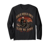 Hair Would Only Slow Me Down Calvo Scheletro Motobike Maglia a Manica