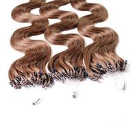 Hair2Heart 200 x 1g Microring Loop Extension Capelli Veri - 50cm - Ondulato, Colore #8 Biondo Scuro