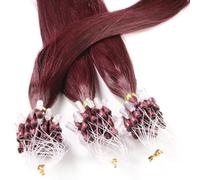 Hair2Heart 25 x 0.5g Microring Loop Extension Capelli Veri - 40cm - Liscio, Colore #99j Vino Rosso