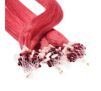 Hair2Heart 25 x 0.5g Microring Loop Extension Capelli Veri - 60cm - Liscio, Colore #rosso