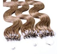 Hair2Heart 25 x 0.5g Microring Loop Extension Capelli Veri - 60cm - Ondulato, Colore #14 marrone caramello