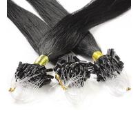 Hair2Heart 25 x 1g Microring Loop Extension Capelli Veri - 40cm - Liscio, Colore #1 Nero