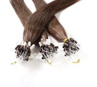 Hair2Heart 25 x 1g Microring Loop Extension Capelli Veri - 40cm - Liscio, Colore #4 marrone cioccolato