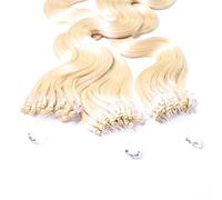 Hair2Heart 25 x 1g Microring Loop Extension Capelli Veri - 40cm - Ondulato, Colore #60 boindo platino